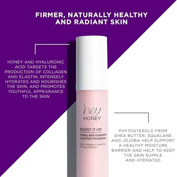 Hey Honey Skincare Boost It Up Honey Extract & Hyaluronic Acid Rich Moisturizer | Targets Premature and Advanced Signs of ...