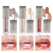 3 PCS High Shine Glitter Lipglossey,Diamond Glitter Lip Gloss Long Lasting Moisturizing Lip Gloss Non-sticky Glossy Glitte...