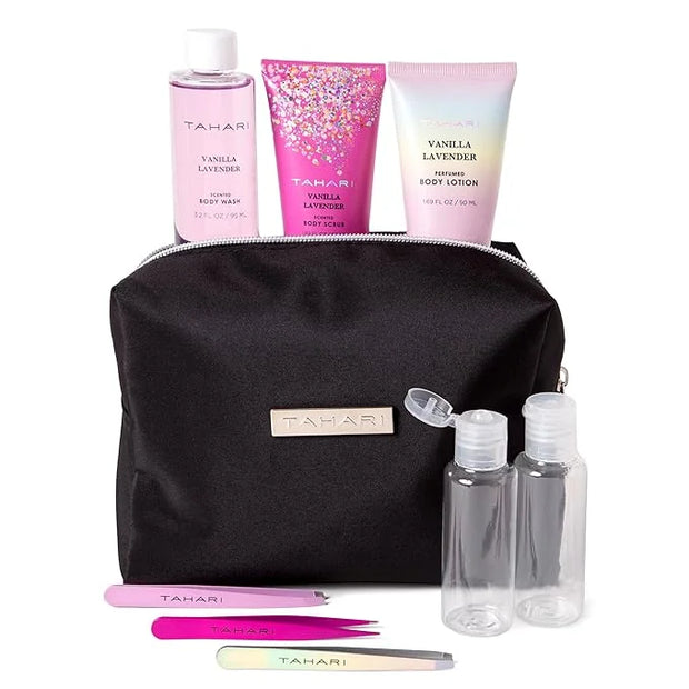 Tahari Vanilla Lavender Spa Gift Set for Women – Luxurious Bath Kit with Body Lotion, Body Scrub, Body Wash & Tweezers wit...