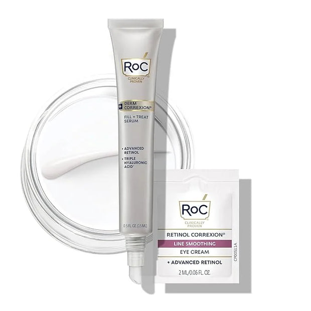 RoC Derm Correxion Fill + Treat Advanced Retinol Serum, Wrinkle Filler Treatment with Hyaluronic Acid for Crow's Feet, 11 ...