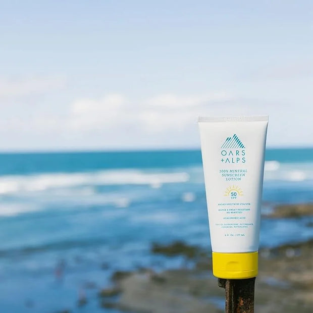 Oars + Alps Mineral SPF 50 Sunscreen Body Lotion, Infused with Hyaluronic Acid, Shea Butter, and Coconut Oil, Water and Sw...