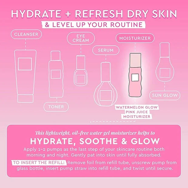 Glow Recipe Pink Juice Water Gel Face Moisturizer for Women, Men & Teens - Hydrating Hyaluronic Acid, Radiance Boosting, N...