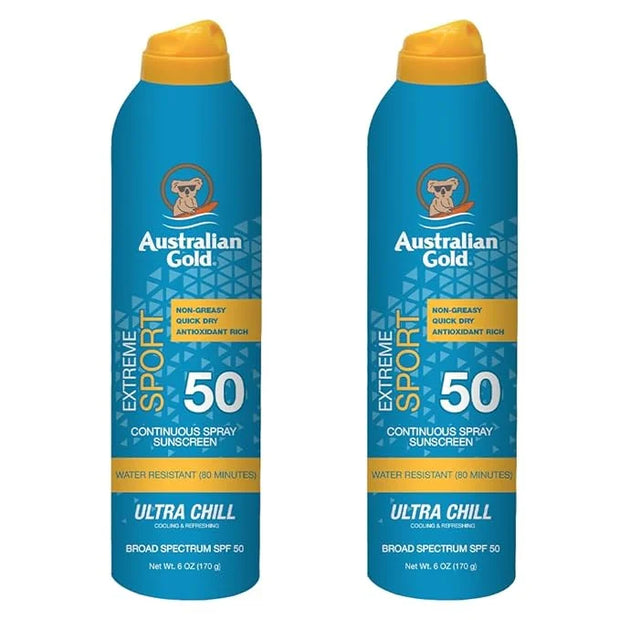 Australian Gold Extreme Sport Continuous Spray Sunscreen SPF 50 (Broad Spectrum/Sweat & Water Resistant/Non-Greasy/Oxybenz...