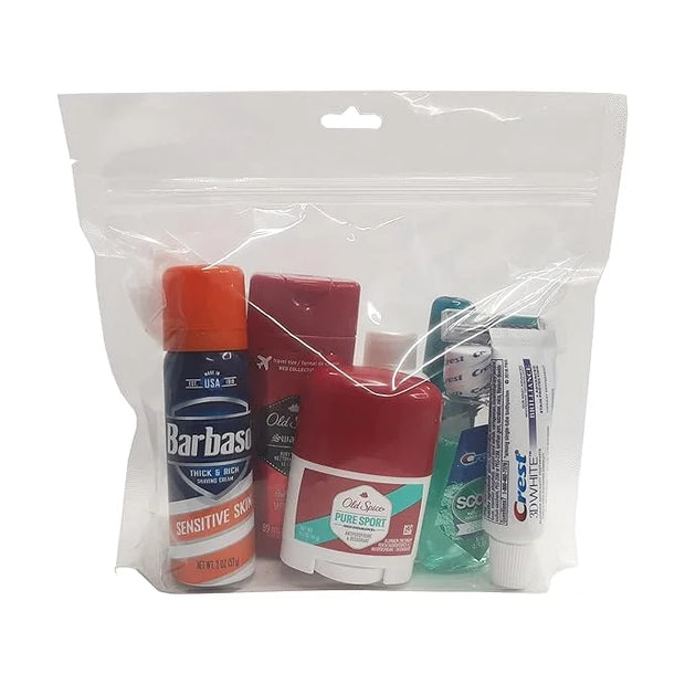 10 Piece Resealable Clear Men's Travel Kit with Shave Cream - Product Image