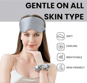 Silk Satin Sleeping Eye Mask, Silvergrey Sleep Eye Mask Night Blindfold for Women and Men, Soft Breathable Blackout Eyesha...