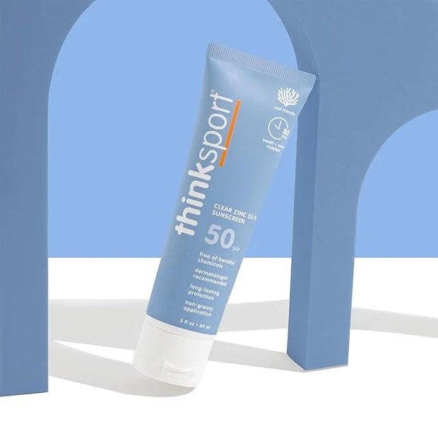 Thinksport Mineral Sunscreen, SPF 50 Clear Zinc Oxide Sunscreen, 3 Fl Oz, Natural, Water Resistant, Reef Safe, Broad Spect...