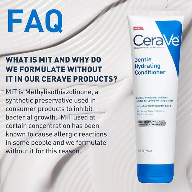 CeraVe Gentle Hydrating Conditioner, Hair Conditioner With Ceramides, Niacinamide & Hyaluronic Acid, Sulfate Free & Color ...