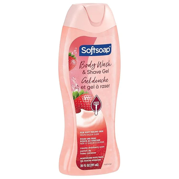 Softsoap Moisturizing Body Wash and Shave Gel, Creamy Strawberry Scent, 20 fl oz Bottle (Pack of 4) - Product Image