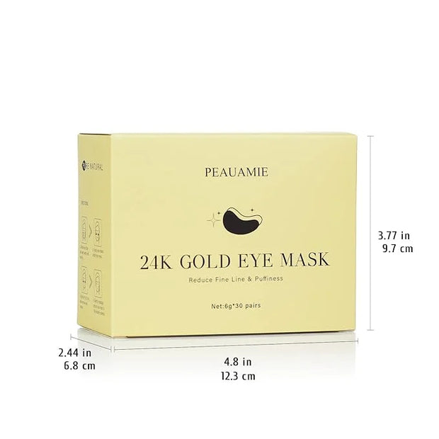 Under Eye Patchs 24k Gold Eye Mask and Hyaluronic Acid and Rose for Dark Circles and Puffiness Wrinkle Eye Bags 30 Pairs -...