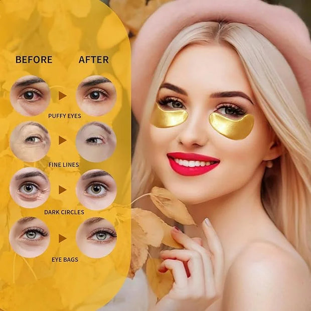 Under Eye Patches For Puffy Eyes 30Pairs, 24K Gold Eye Mask For Dark Circles and Puffiness, Under Eye Mask Patches Skincar...