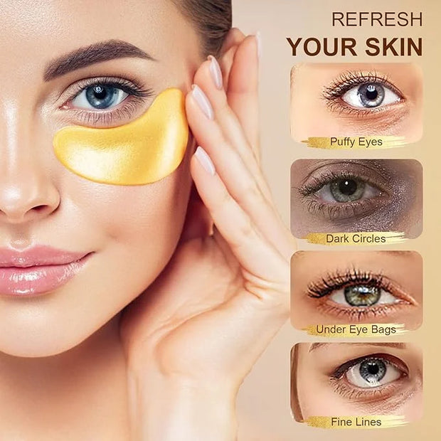 10Pairs 20Pcs 24K Gold Under Eye Patches, Collagen Eye Masks for Dark Circles and Puffiness, Reduce Wrinkles and Puffy Eye...