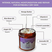 RaGaNaturals Natural Face and Body Butter Cream for Dry Skin - Calming, Nourishing & Hydrating Lavender Body Cream for Wom...