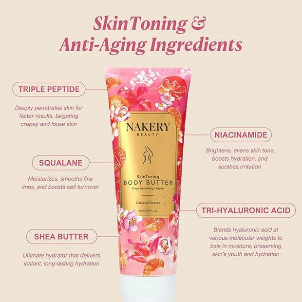 Nakery Skin Toning Body Butter for Women - Firming Body Lotion for Women - Peptide Infused Body Lotion for Crepey & Saggin...