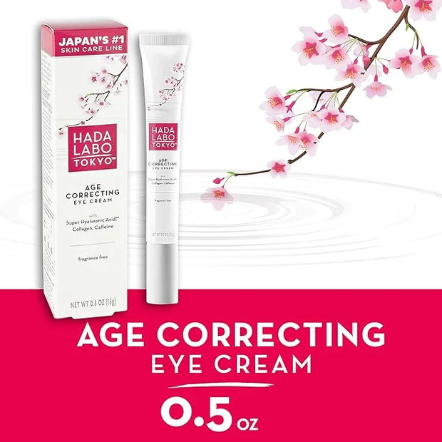 Hada Labo Tokyo Age Correcting Eye Cream, Anti-Aging Super Hyaluronic Acid, Collagen & Caffeine Reduce Wrinkles, Dark Circ...