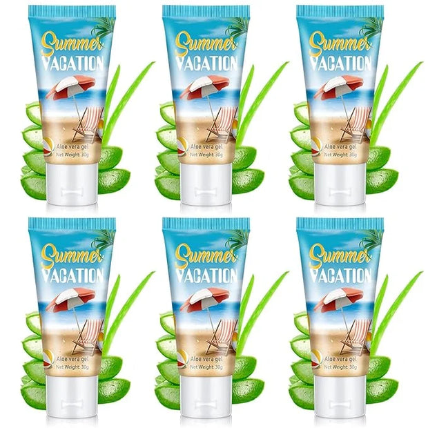 6 Pcs Mini Aloe Vera Gel Travel Size Bulk for Summer Vacation Party 1oz After Sun Aloe Vera Gel Sunburn Relief Hydrating F...