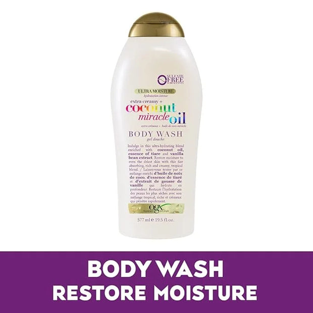 OGX Extra Creamy + Coconut Miracle Oil Ultra Moisture Body Wash, 19.5 Fl Oz (Pack of 2) - Product Image