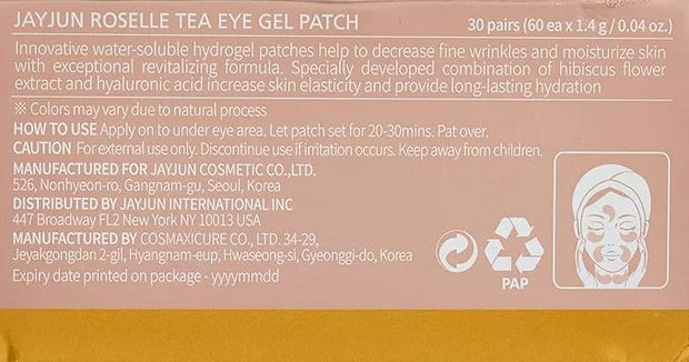 JAYJUN Roselle Tea Eye Gel Patch (60 Patches) - Hibiscus Infused Radiant-Looking & Hydrating Treatment - Product Image