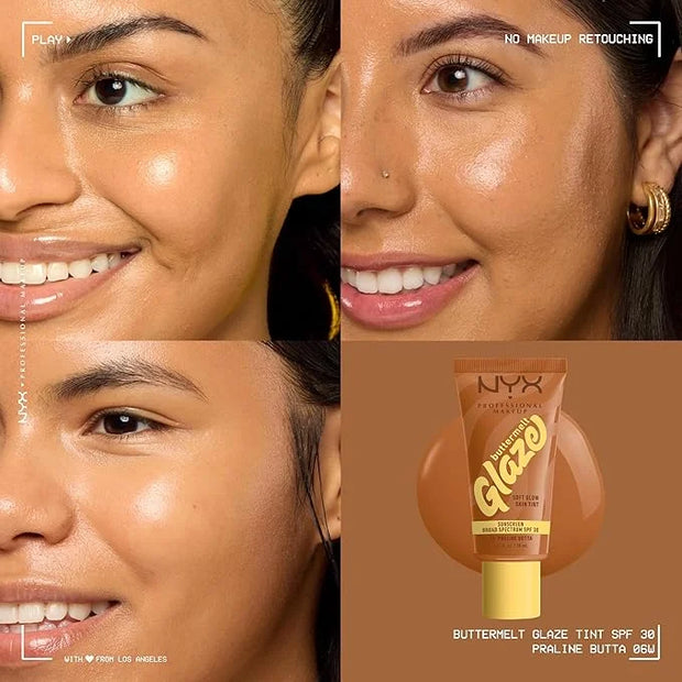 NYX PROFESSIONAL MAKEUP Buttermelt Glaze Soft Glow Skin Tint + SPF 30, Up To 12HR Wear, 06 Praline Butta - Product Image