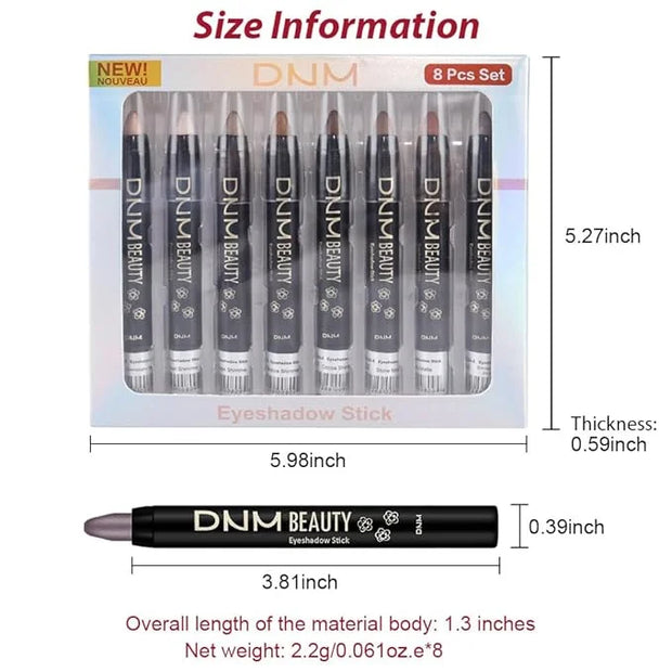 8Pcs Cream Eye Shadow Brightener Stick Makeup Set, Champagne Pearl Taupe Bronze Cocoa Stone Putty Smoky Amethyst Shimmer M...