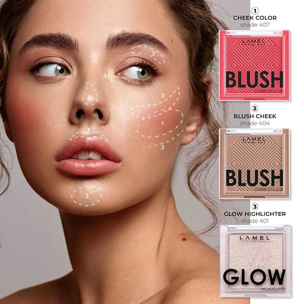 Blush Cheek Apricot Color Mini - Blendable Natural Blush Powder - Enhances & Defines Shapes & Features - Shading & Contour...