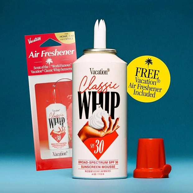 Vacation Classic Whip SPF 30 Sunscreen + Air Freshener Bundle, Whipped Sunscreen Mousse SPF 30, Moisturizer with SPF, Broa...