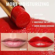 Oulac Moisture Shine Red Lipstick for Women, 2 in 1 Shimmer Lipstick & Lip Balm, Hydrated Juicy and Glossy Lip Color for D...