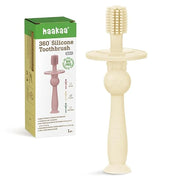 haakaa 360° Baby Toothbrush with Suction Base - Gentle Cleaning for Infant Self-Brushing Training, Food-Grade Silicone, Ad...