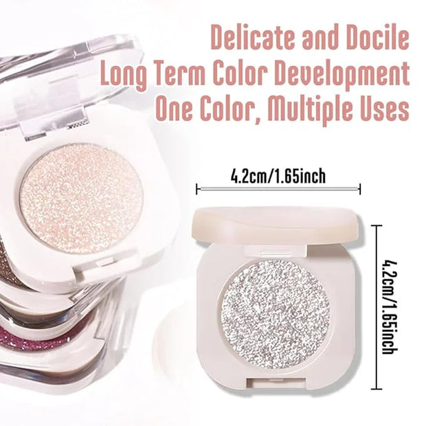 Monochrome Glitter Eyeshadow - Slive Shimmer Eye Shadow, Talc-Free, Paraben-Free, Cruelty-Free, Long-Lasting Single Eyesha...