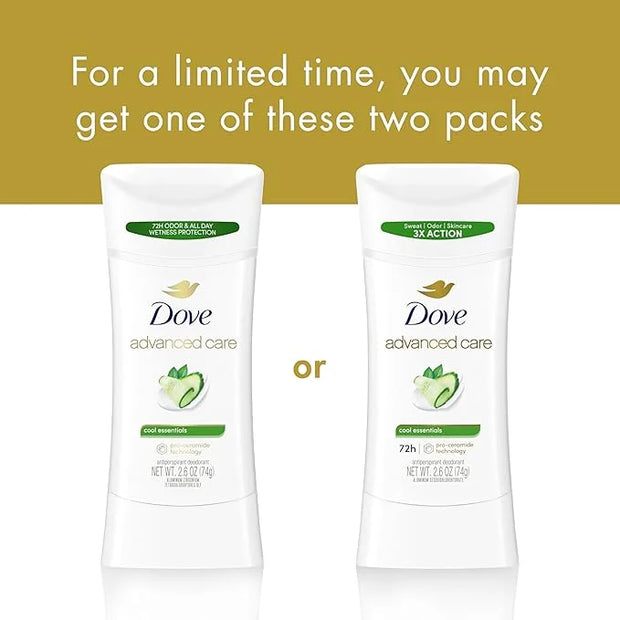 Dove Advanced Care Antiperspirant Deodorant Stick for Women Cool Essentials For 48 Hour Protection And Soft And Comfortabl...