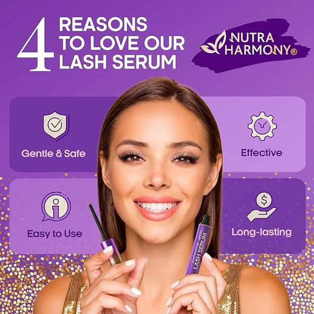 Enhancing Lash Serum for Eyelash Growth with Keratin and Biotin Peptides, Hyaluronic Acid, Creatine for Longer, Fuller, Th...