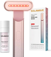 Solawave 4-in-1 Radiant Renewal Facial Wand & Skin Therapy Serum Bundle | Red Light Therapy for Face and Neck | Galvanic S...