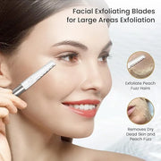 Dermaplaning Tool for Face Exfoliation, with 20 Replaceable Blades, Facial Shaver/Eyebrow Razor, Peach Fuzz Removal Eyebro...