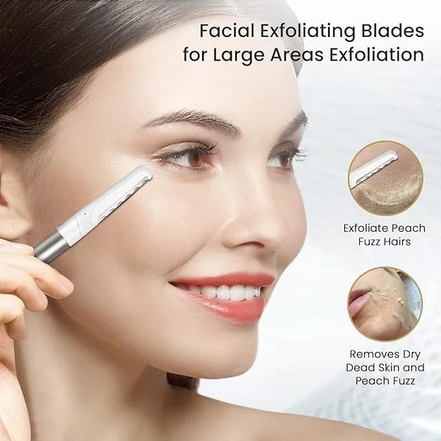 Dermaplaning Tool for Face Exfoliation, with 20 Replaceable Blades, Facial Shaver/Eyebrow Razor, Peach Fuzz Removal Eyebro...