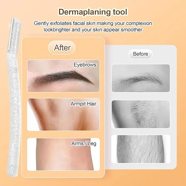 Women’s Dermaplane Razor for Face & Eyebrow - Anti-Cutting Japanese Blades for Eyebrow and Facial Hair Removal, Achieve Si...