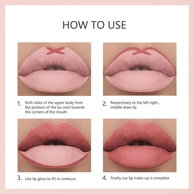 12 Colors Matte Lip Liner Set,Long Lasting Nude Set,Long