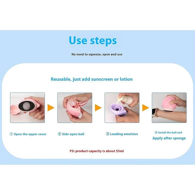 Sunscreen Applicator - Single Purple - BPA-Free Refillable Roll on Sponge Sunscreen, Suncream & Lotion Applicator For Kids...