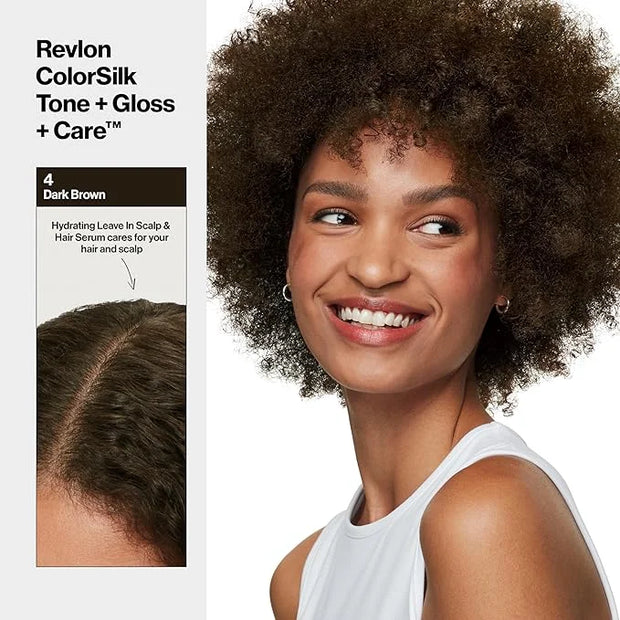 Revlon ColorSilk Tone + Gloss + Care Demi Permanent Hair Color, Dye Kit with Leave-In Scalp and Haircare Serum, 2x Shinier...