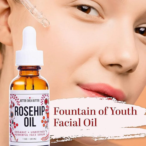 Better Shea Butter Organic Rosehip Oil | Rose hip oil for Face | Face Oil for Gua Sha Massage | Cold Pressed, 100% Pure | ...