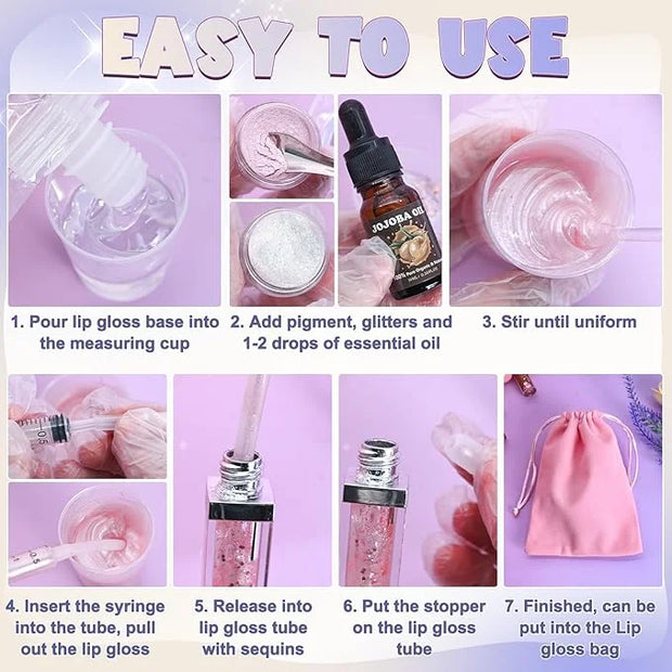 Lip Gloss Making Kit, 58PCS DIY Lip Gloss Kit, Lipgloss Making Kit for Women, Beginner, Girls, Moisturizing Lipgloss Base ...