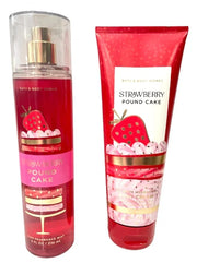 Bath & Body Works - Strawberry Pound Cake - 2 pc Bundle - Fine Fragrance Mist and Ultimate Hydration Body Cream (Packaging...