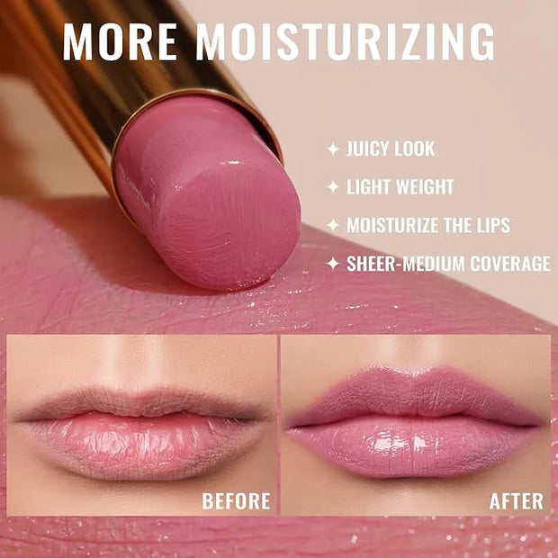 Oulac Moisturizing Shine Lipstick For Women Christmas Set 2PCS, 2 in 1 Tinted Lip Balm for Winter, Hydrated Juicy and Glos...
