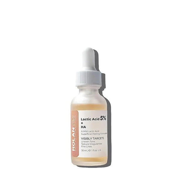 ROLANYIN Lactic Acid 5% + HA Facial Serum for Exfoliating Deep Hydration and Smoothing Skin Texture Nourishing Anti Aging ...