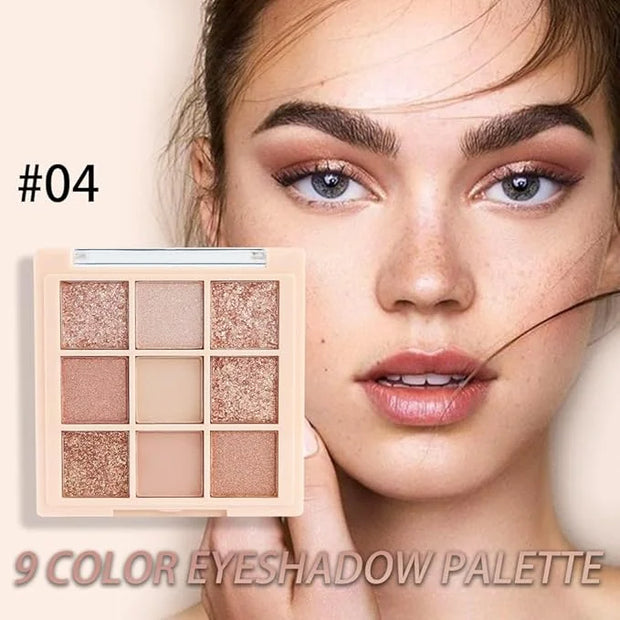 9Colors Champagne Rose Gold Eye Shadow Palette Makeup,Highly Pigmented Shimmer Pink Eyeshadow Palette Nude Glitter Sparkly...