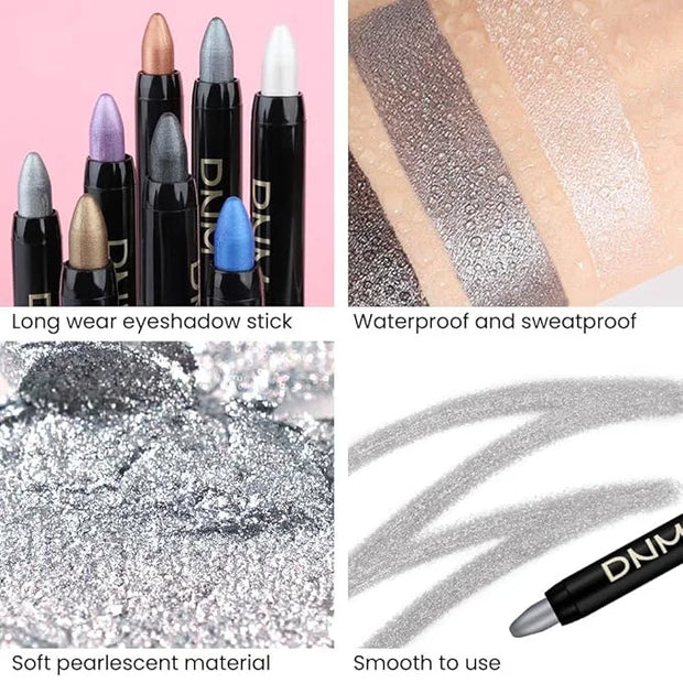 Kaely 2Pcs Cream Eyeshadow Stick Set for Eyes,Dazzling Grey & Silver Shimmer Pen,Eye Brightener Halloween Makeup,sombras p...