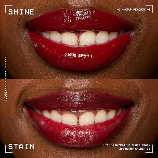 NYX PROFESSIONAL MAKEUP Lip IV Hydrating Glossy Lip Stain with 12HR Hydration - Cranberry Splash (Red) - Product Image