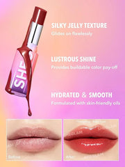 SHEGLAM Mirror Kiss High-Shine Lipstick Silky Jelly Texture Hydrated&Smooth Lip Gloss-It Takes Guts - Product Image