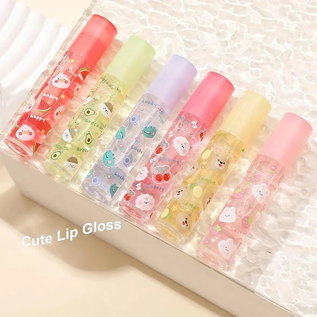 6pcs Fruit Flavored Lip Gloss Set, Roll on Lip Gloss Set Kids Lip Gloss Cute Lip Oil for Girls, Glossy and Shiny Non-Toxic...