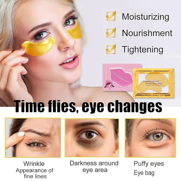 30 Pairs Lip Masks & 24K Gold Eye Masks, Crystal Collagen Eye Patches for Puffy Eyes, Moisturizing & Reduce Wrinkles, Lip ...