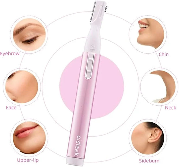 Eyebrow Trimmer, Facial Hair Trimmer Precision Detailer with Rinseable Blade, Battery Powered Double-Sided Eyebrow Razor w...