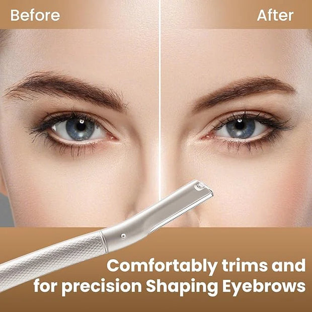 Eyebrow Razor Dermaplaning Tool with 10 Blade Refills Exfoliating Face Razors for Women Facial Razor for Peach Fuzz and Ey...